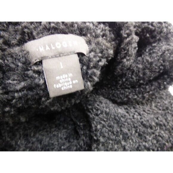 Halogen Boucle Cropped Teddy Bear Sweater, Black, L - Picture 5 of 9